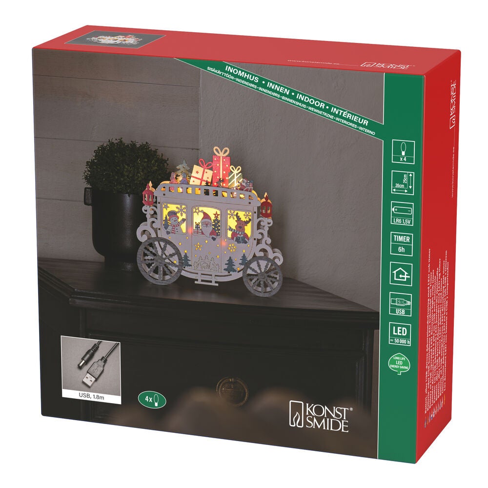 Santa carriage LED, B/O & USB