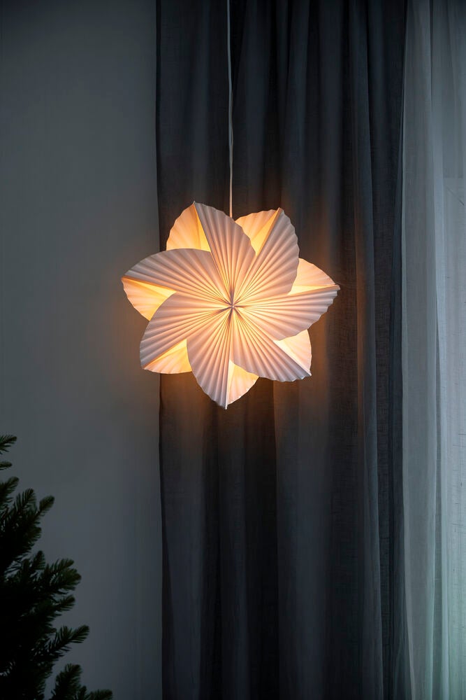 Pappersstjärna veckad vit 60cm