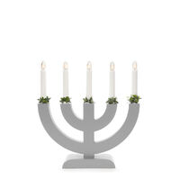 Candlestick wood 5 bulbs grey