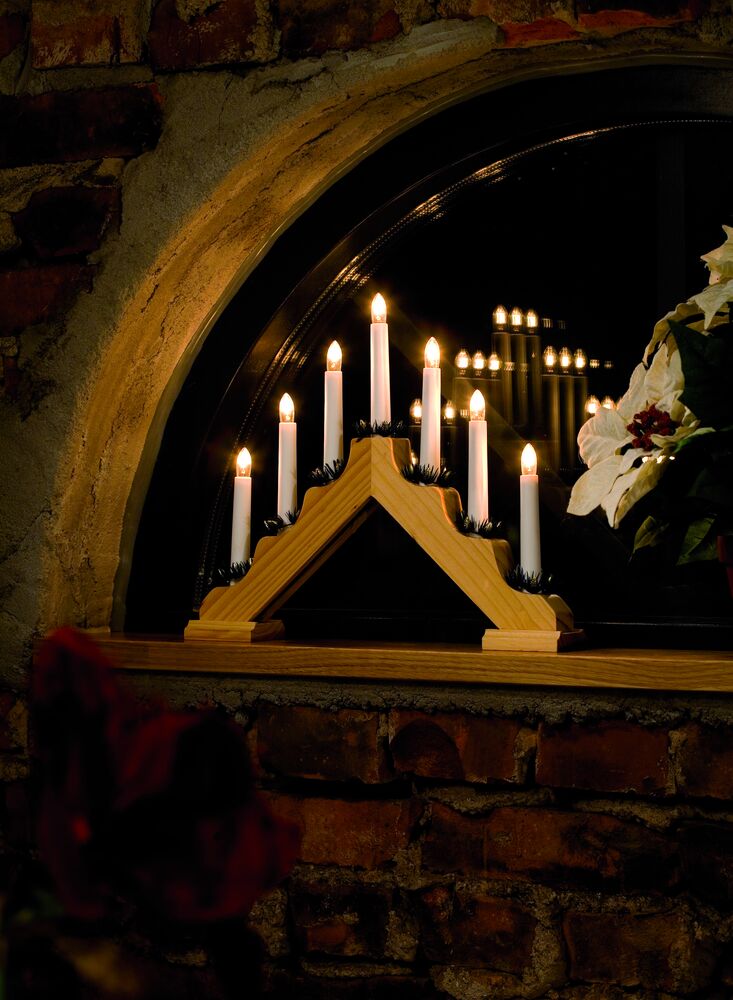 Elljusstake 7 lj trä röd