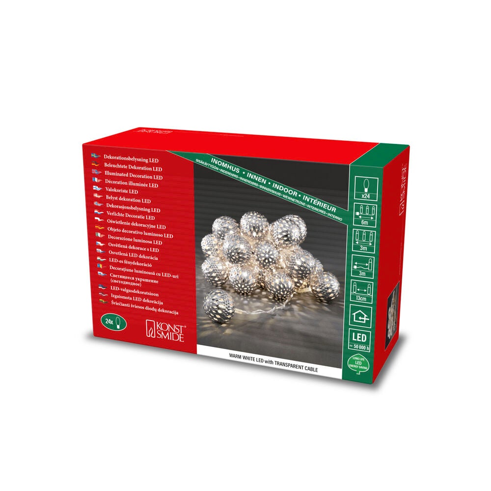 Slinga 24 metallbollar LED
