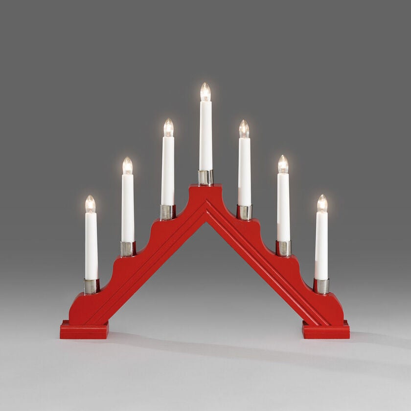 Candlestick wood red 7 bulbs