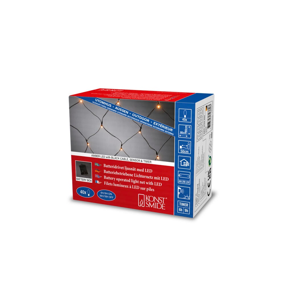 Nät 40 amber LED 80x80 cm