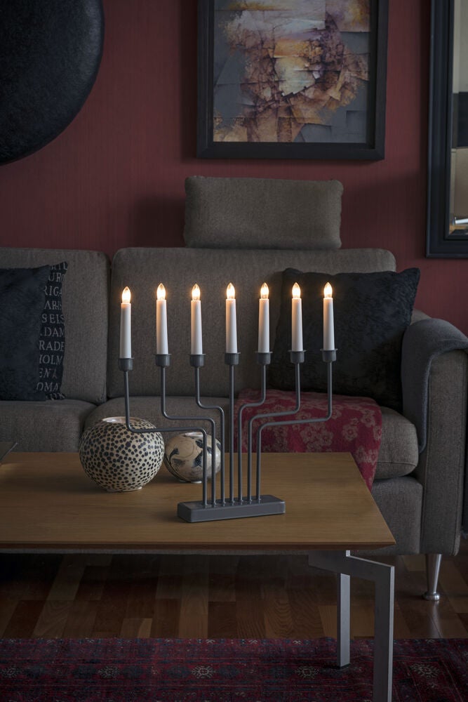 7 Bulb Metal Candlestick Grey