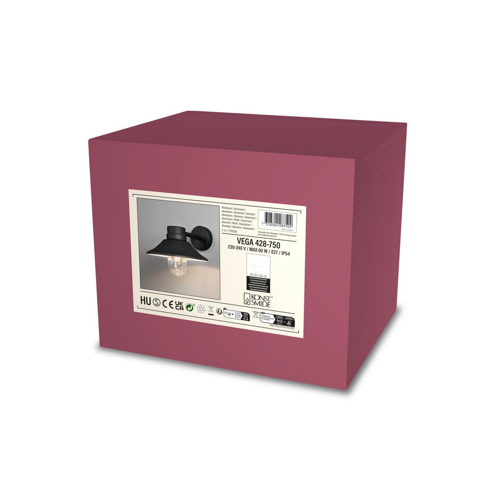 Vega wall lamp black E27