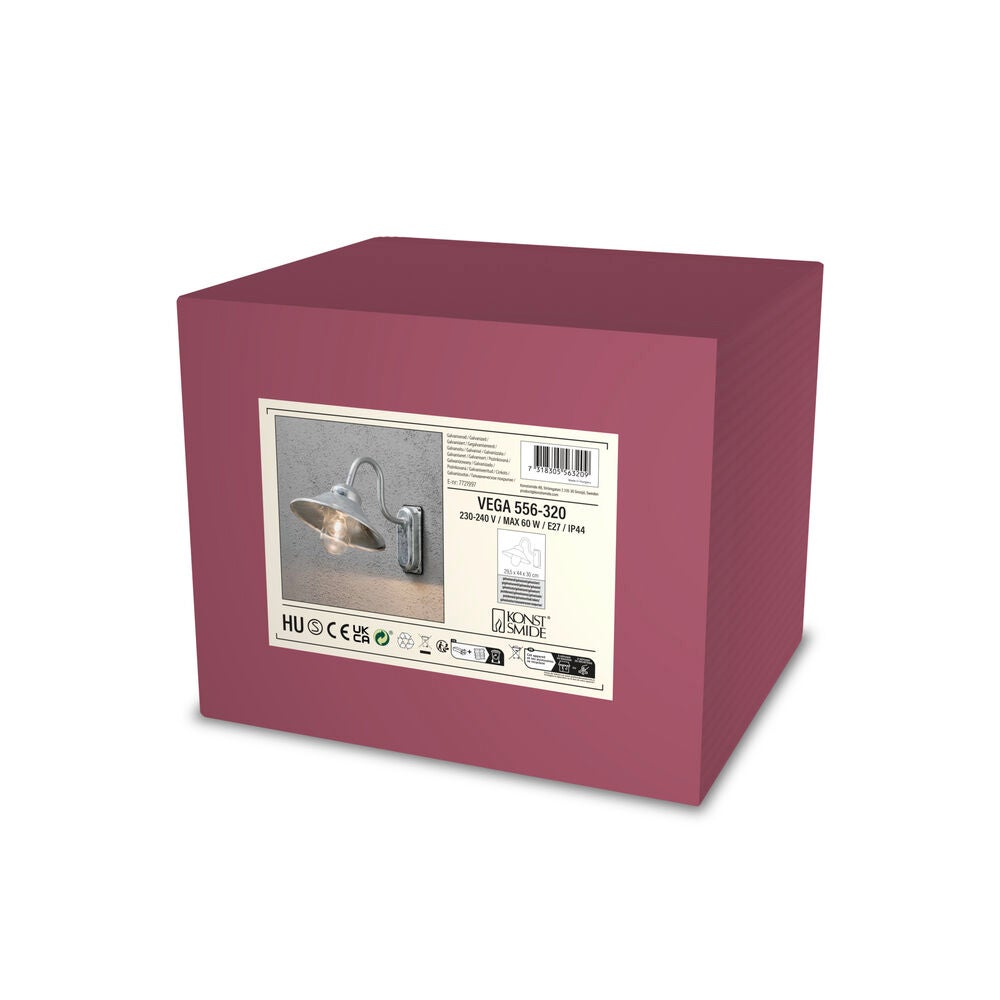 Vega galvanized Down WallLight