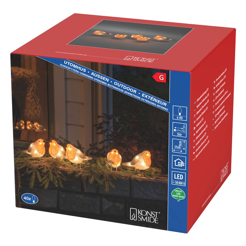 LED Acryl Rotkehlchen, 5er-Set