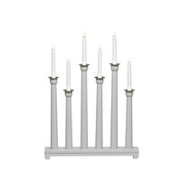 Elljusstake 6 ljus trä grå