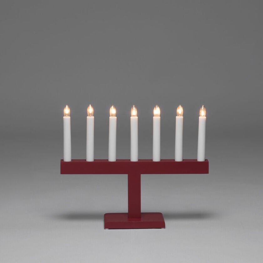 Candlestick wood 7bulbs, red