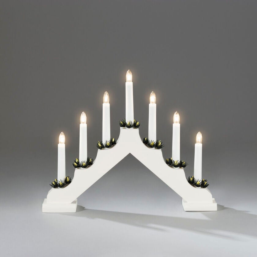 LED Holzleuchter, weiss,