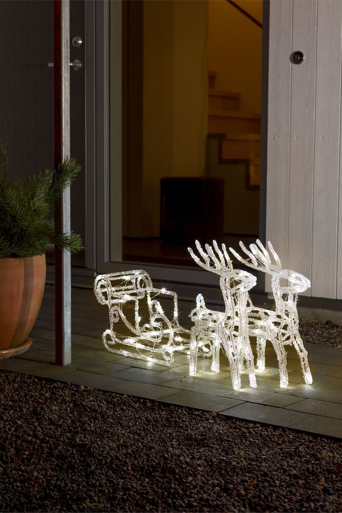 Acrylic reindeers+sledge, LED
