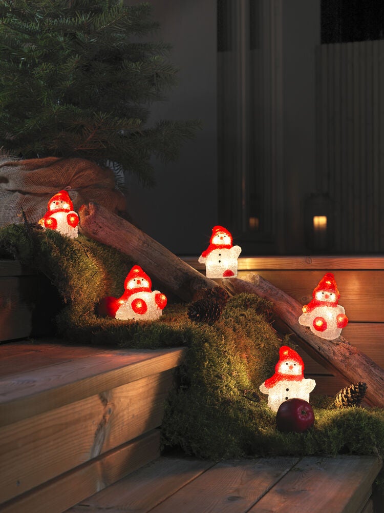 LED Acryl Schneemann, 5er-Set