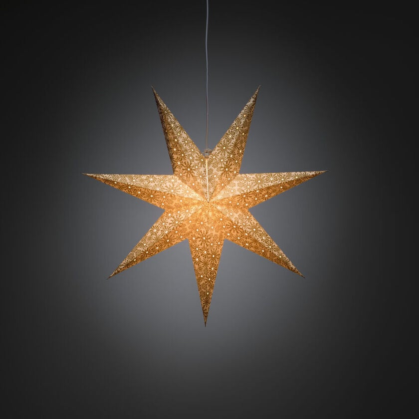 Pappersstjärna vit/guld 60cm