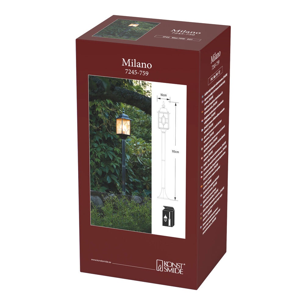 Milano trädgl E27 ink stolpe