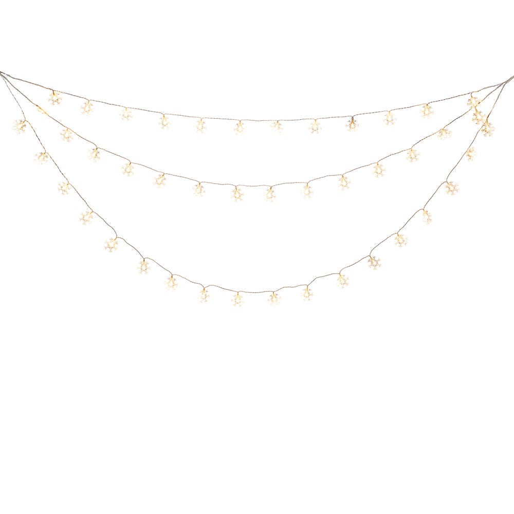 Gardinslinga 44 snöflingor LED