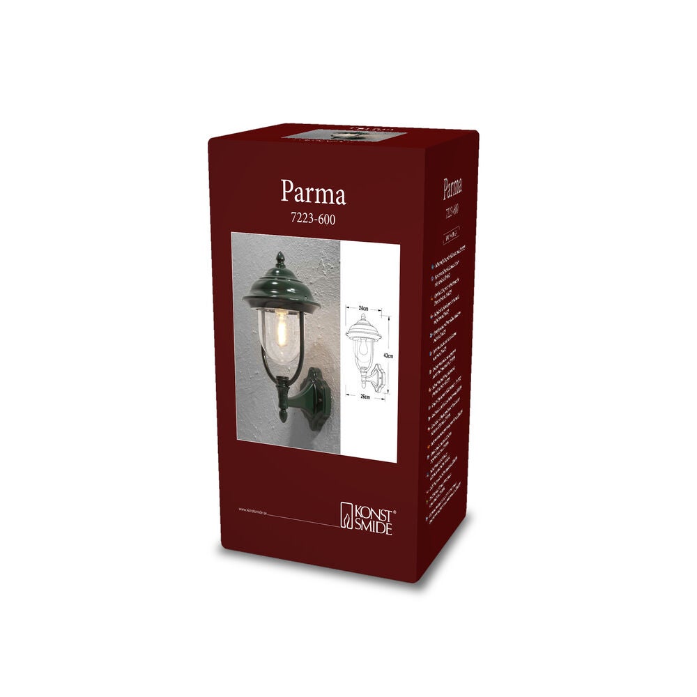 Parma vägglykta upp E27 grön