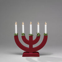 Candlestick wood 5 bulbs red