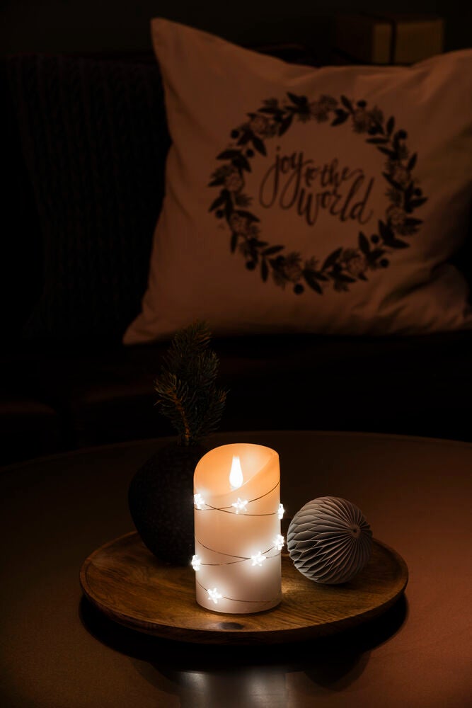 B/O Wax Candle, with Stars LED