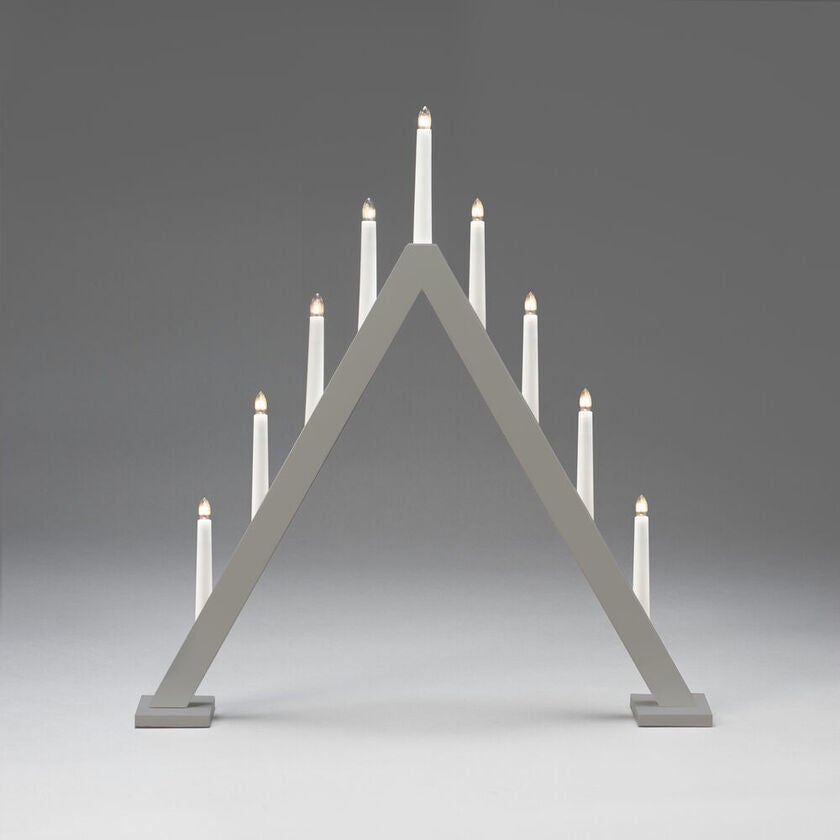 Elljusstake 9 ljus trä grå