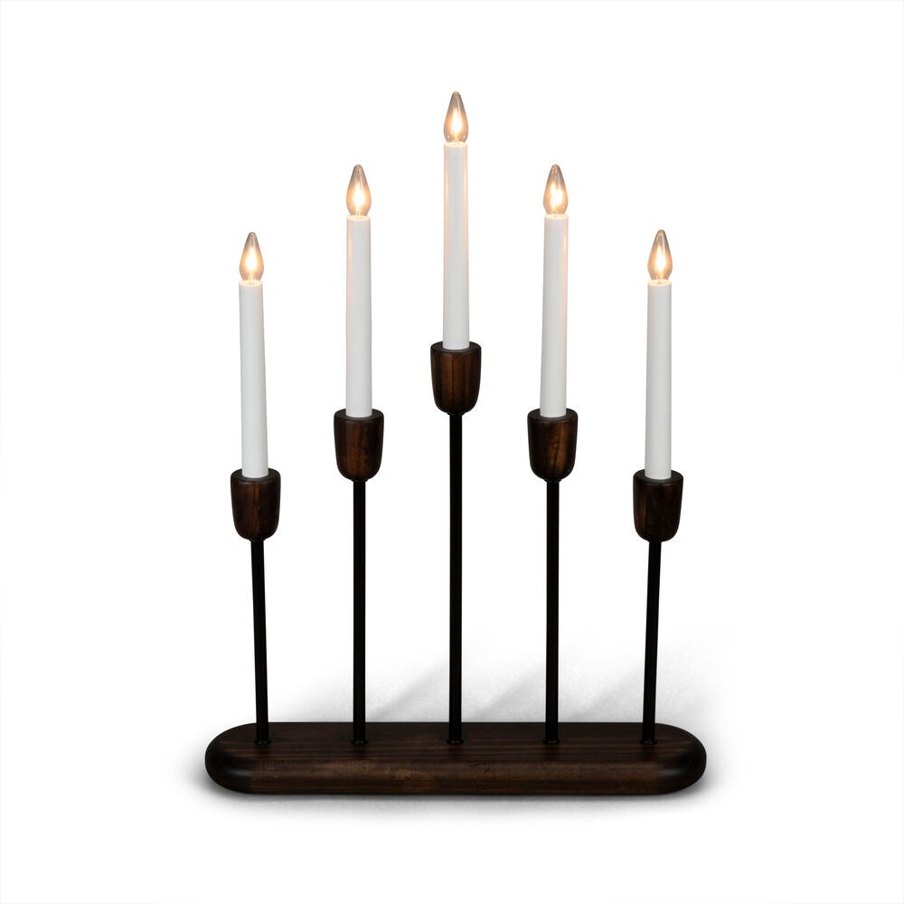 Candlestick Wood/Metal 5 LED