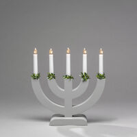 Candlestick wood 5 bulbs grey