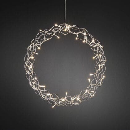 Metal Wreath Silver Col. LED