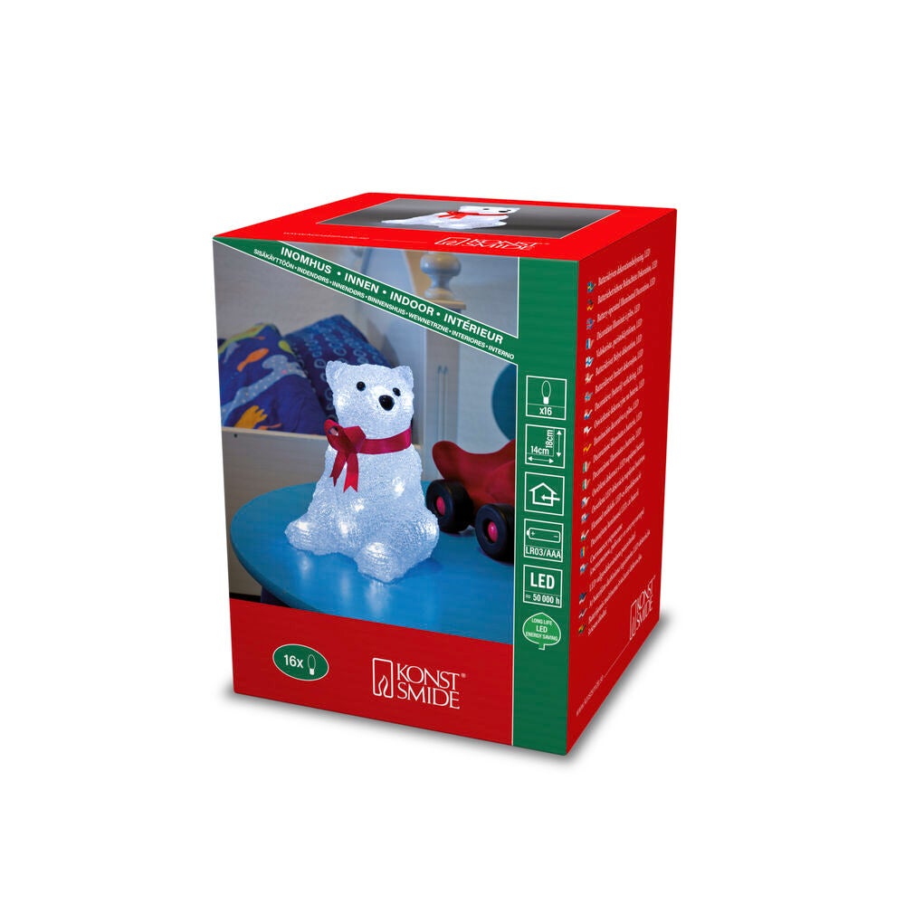 Björn akryl 18cm LED 3xAAA