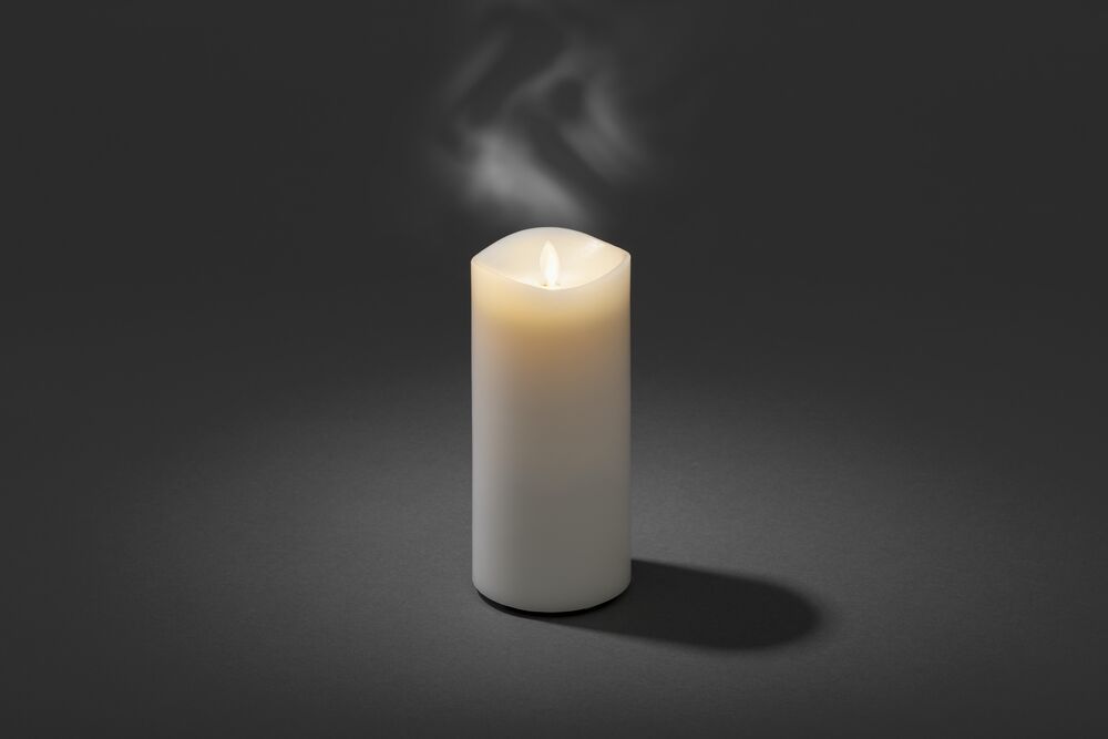 LED Echtwachskerze, weiss,