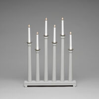 Elljusstake 6 ljus trä grå