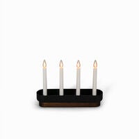 Elljusstake 4 ljus trä/plast