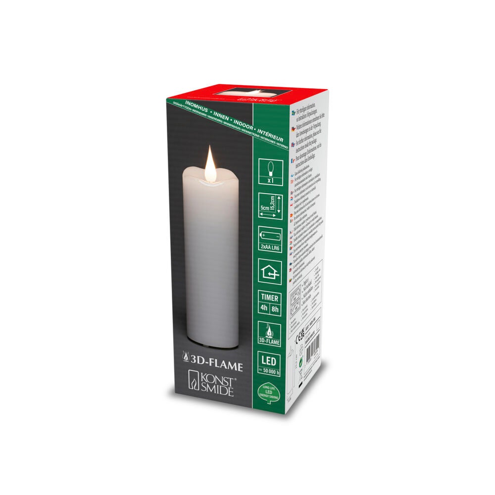 Vaxljus 5x15,2 cm LED vit