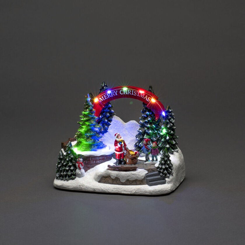 LED Szenerie Santa u. Kinder