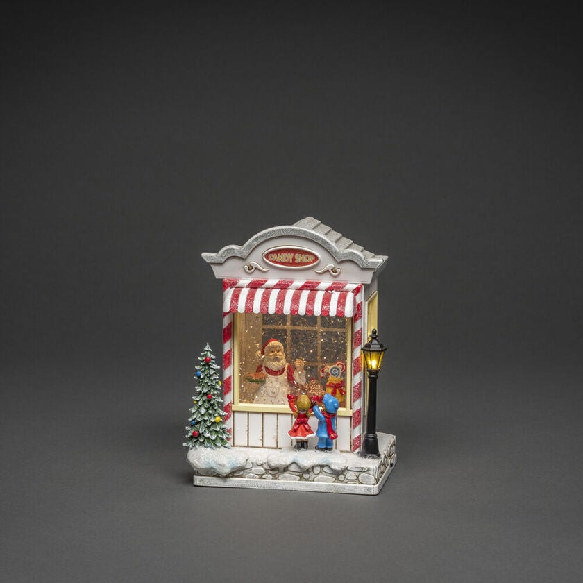 Vattenfylld lykta godisaffär