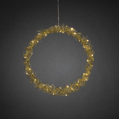 Metal Wreath Brass 45cm LED