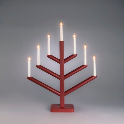 Holzleuchter Holz 7 Lampen Rot