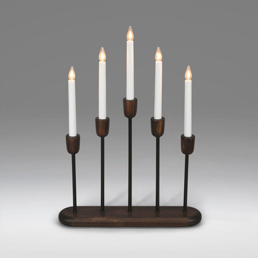 Candlestick Wood/Metal 5 LED
