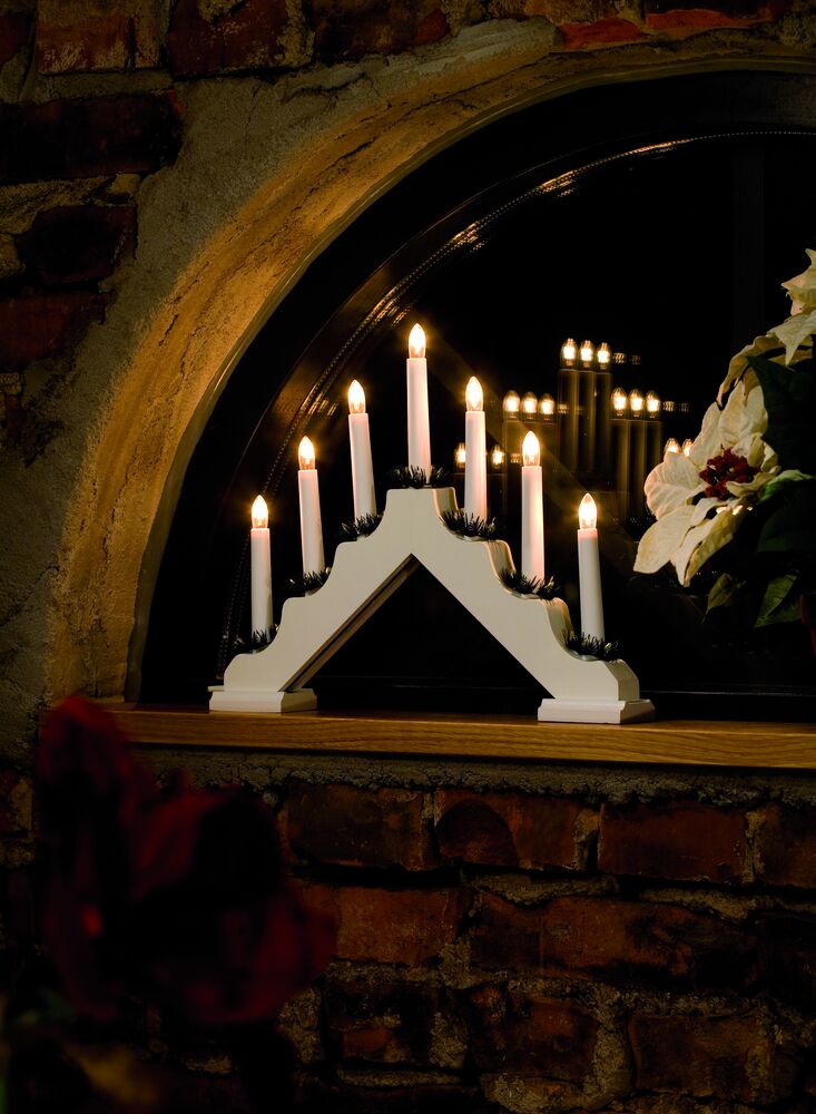 Elljusstake 7 lj trä röd