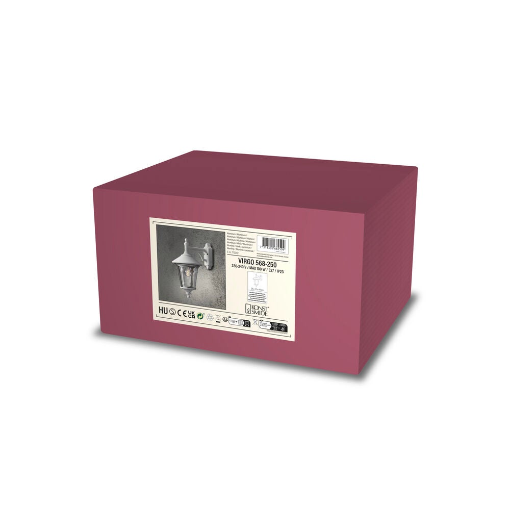 Virgo vägglykta ned E27 vit