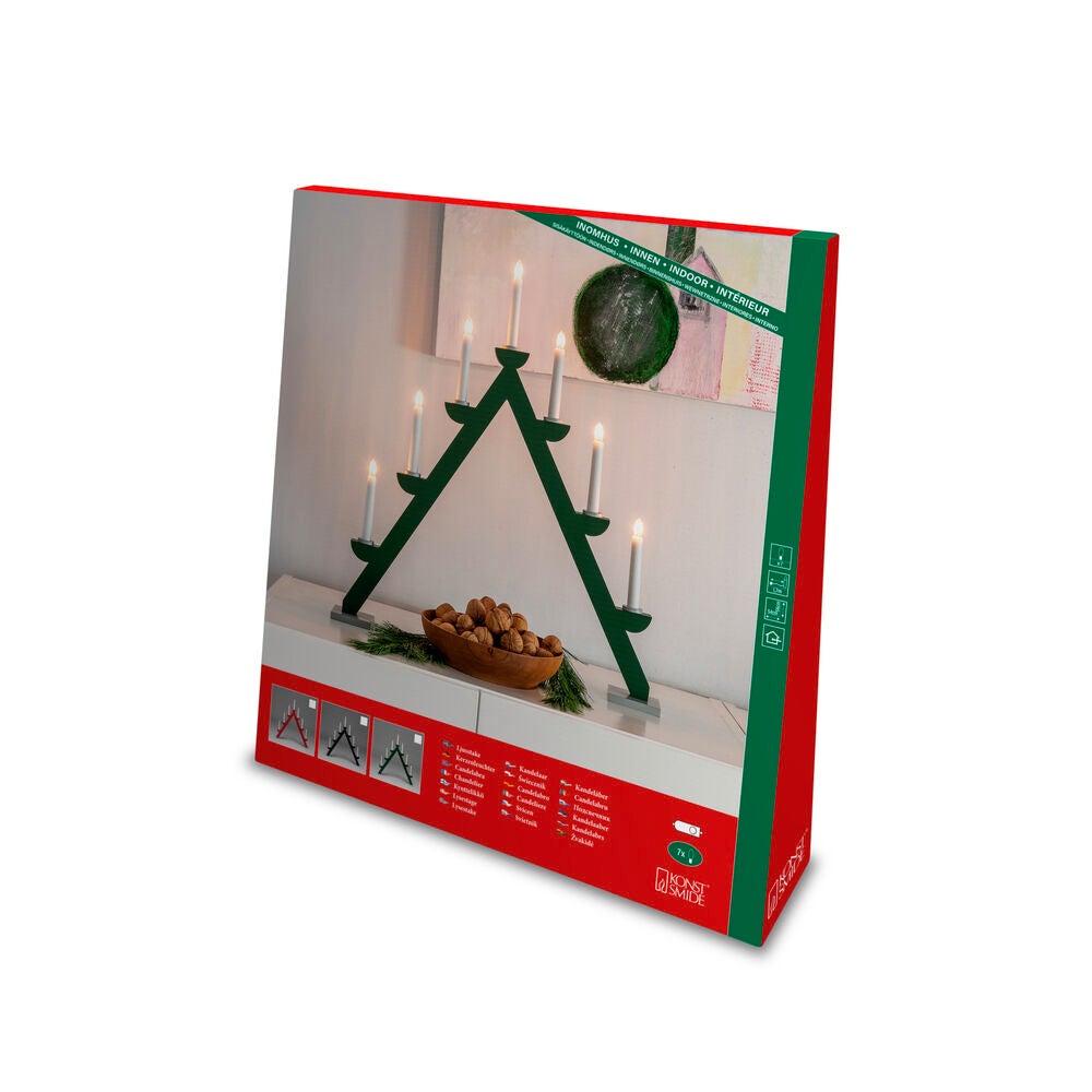 Candlestick wood 7bulbs, green