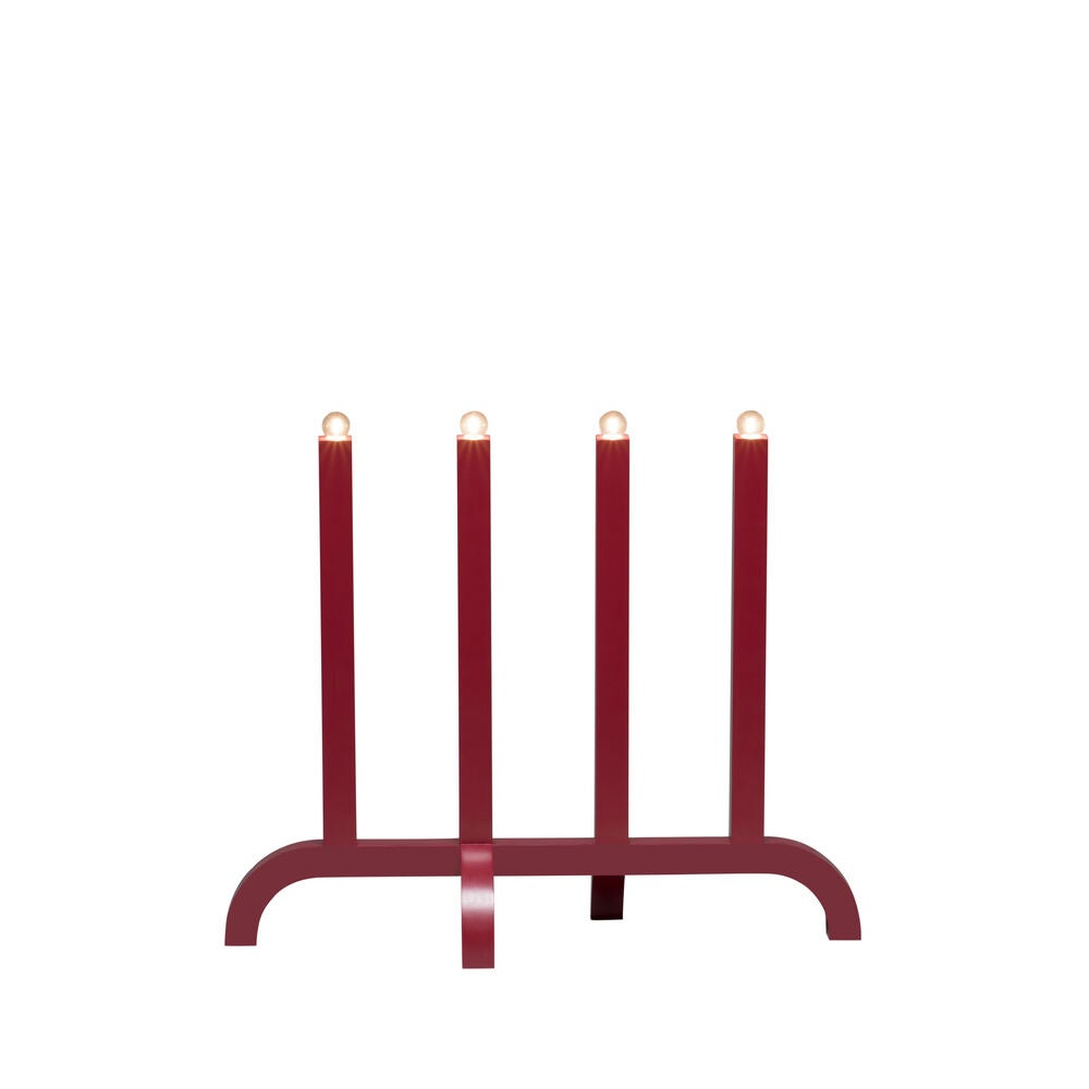 Elljusstake 4 ljus trä röd