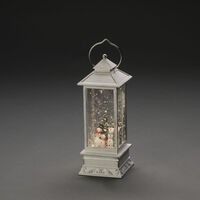 Water Lantern Wht B/O Snowman