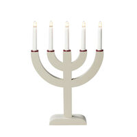 Elljusstake 5 ljus trä beige