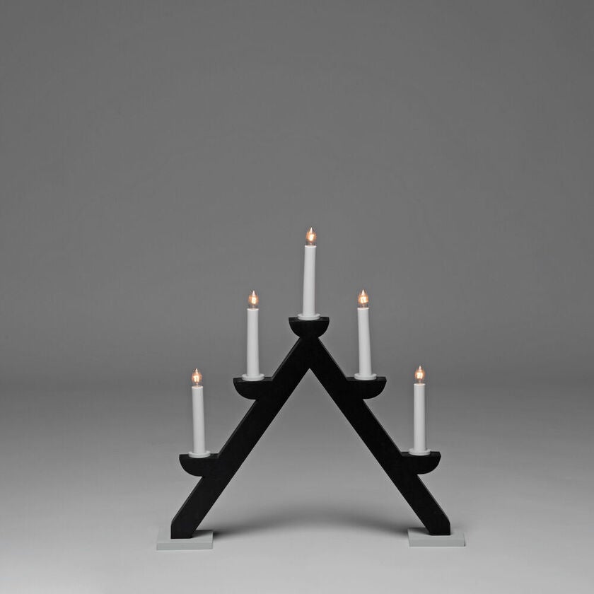 Candlestick wood 5bulbs, black