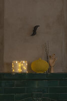 Vaxljus 7,5x13,5cm LED gr.vitt