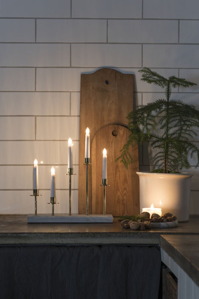 5 Bulb Metal Candlestick White