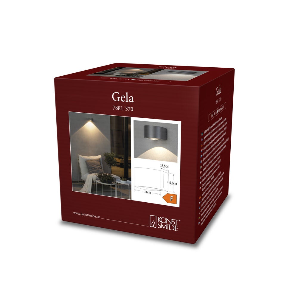 Gela vägglykta ned mgrå LED