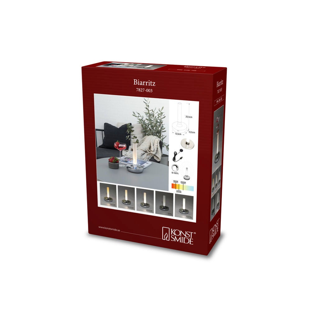 Biarritz bordslampa silver USB