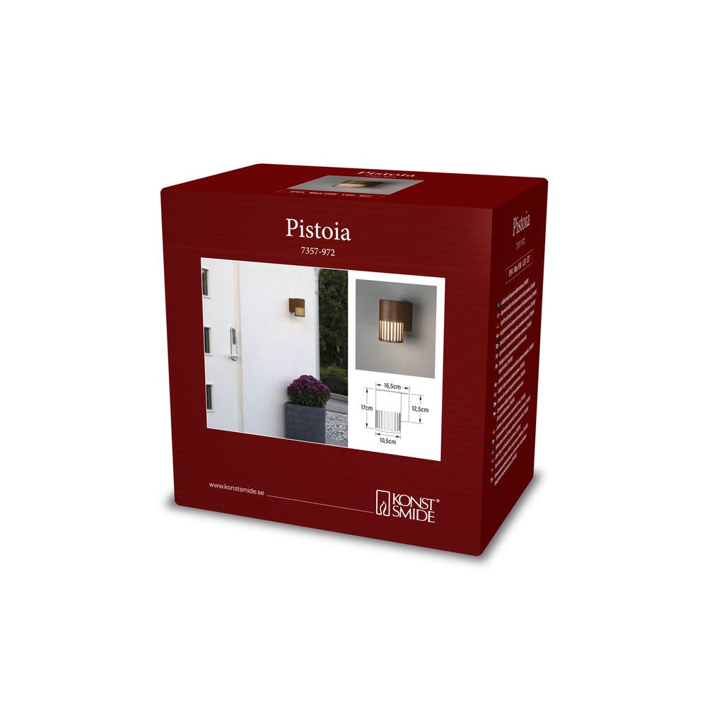 Pistoia vägglykta E27 Rost