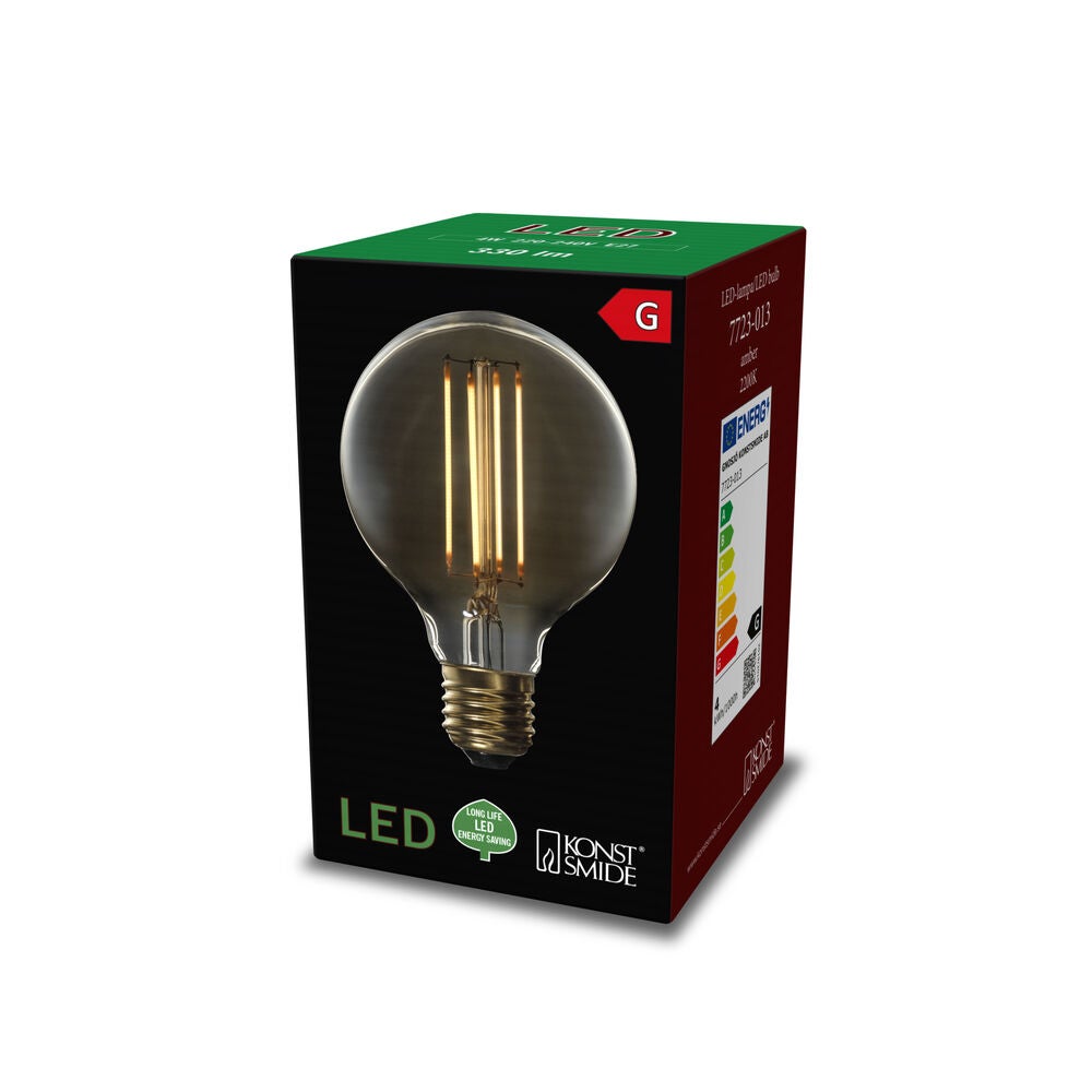 Glödlampa LED E27 80mm amber