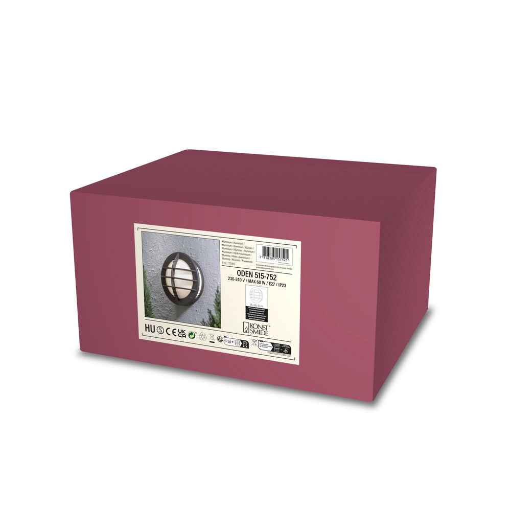 Oden vägglykta E27 svart